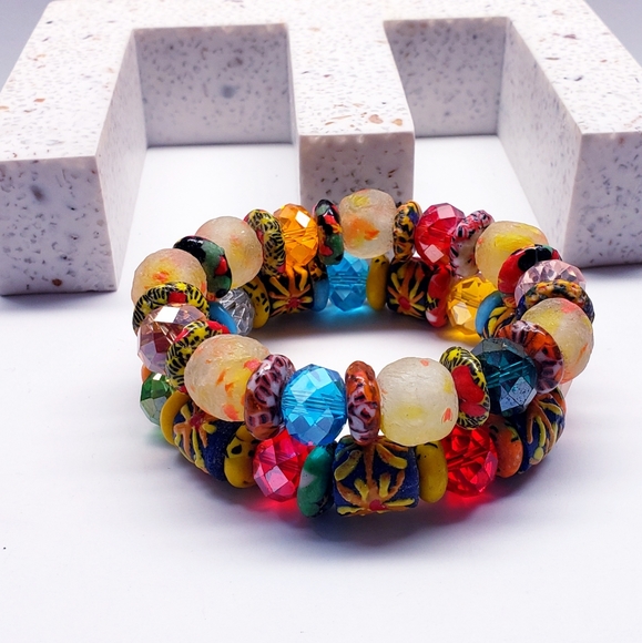 Handmade Beaded African Bracelet, Unisex #6 (2 pieces) - Picture 1 of 5
